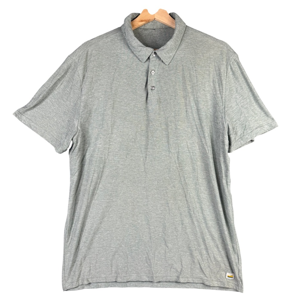 Vuori Strato Tech Polo Shirt Mens XL Heather Gray Short Sleeve Performance Knit